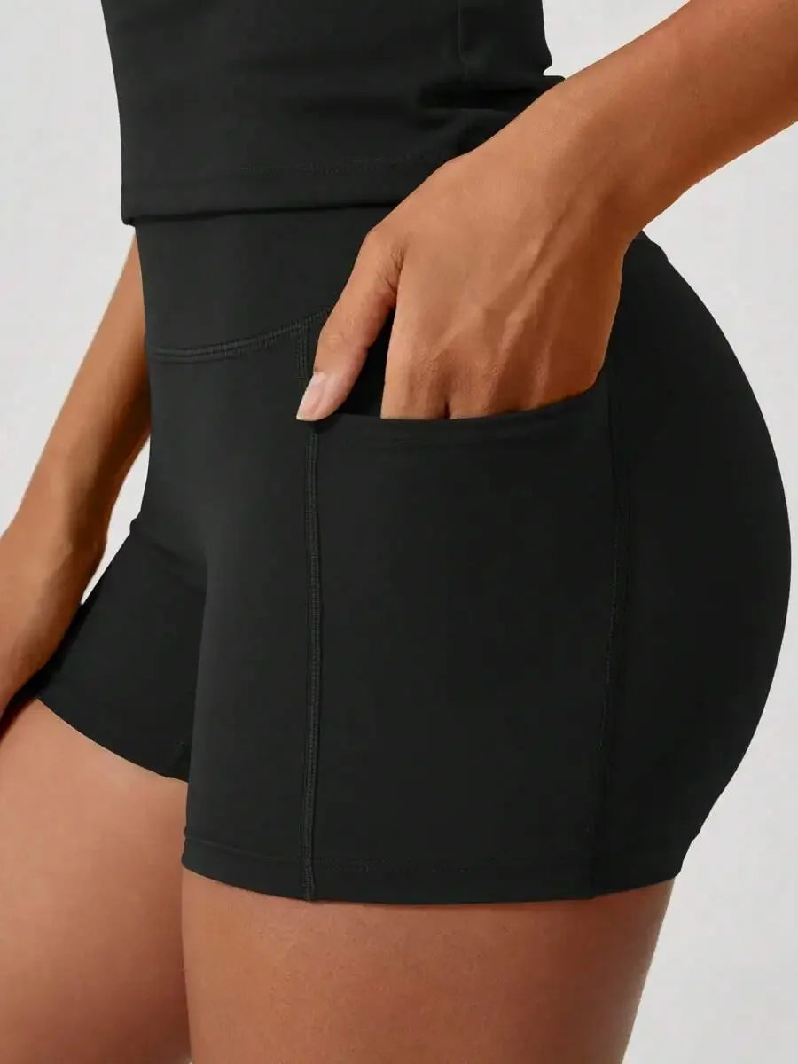 Women's Sculpting Sports Short Sleeve & High-Waist Shorts Set