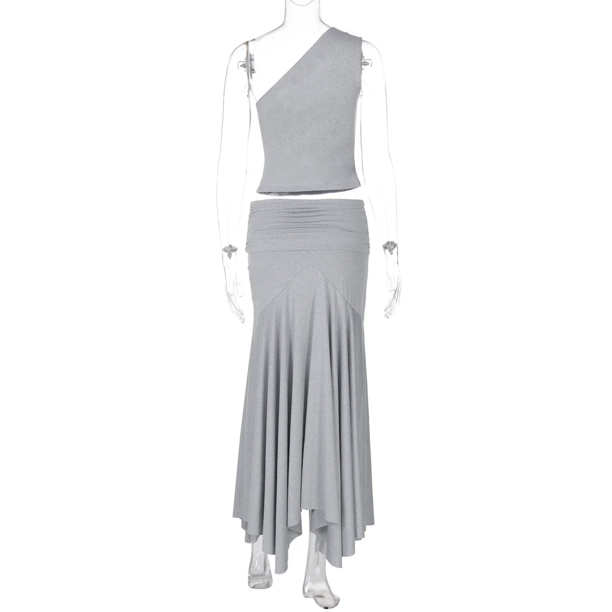Tossy Fashion Pleated 2 Piece-Set Long Skirt For Women Off-Shoulder Cropped Pullover Top And Slim Long Skirt Sets Female Outfits