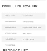 OULEX For Tesla Model 3 Y/Juniper Flocking/Leather Car Seat Neck Pillow Soft Memory Neck Pillow High-Quality Headrest Support