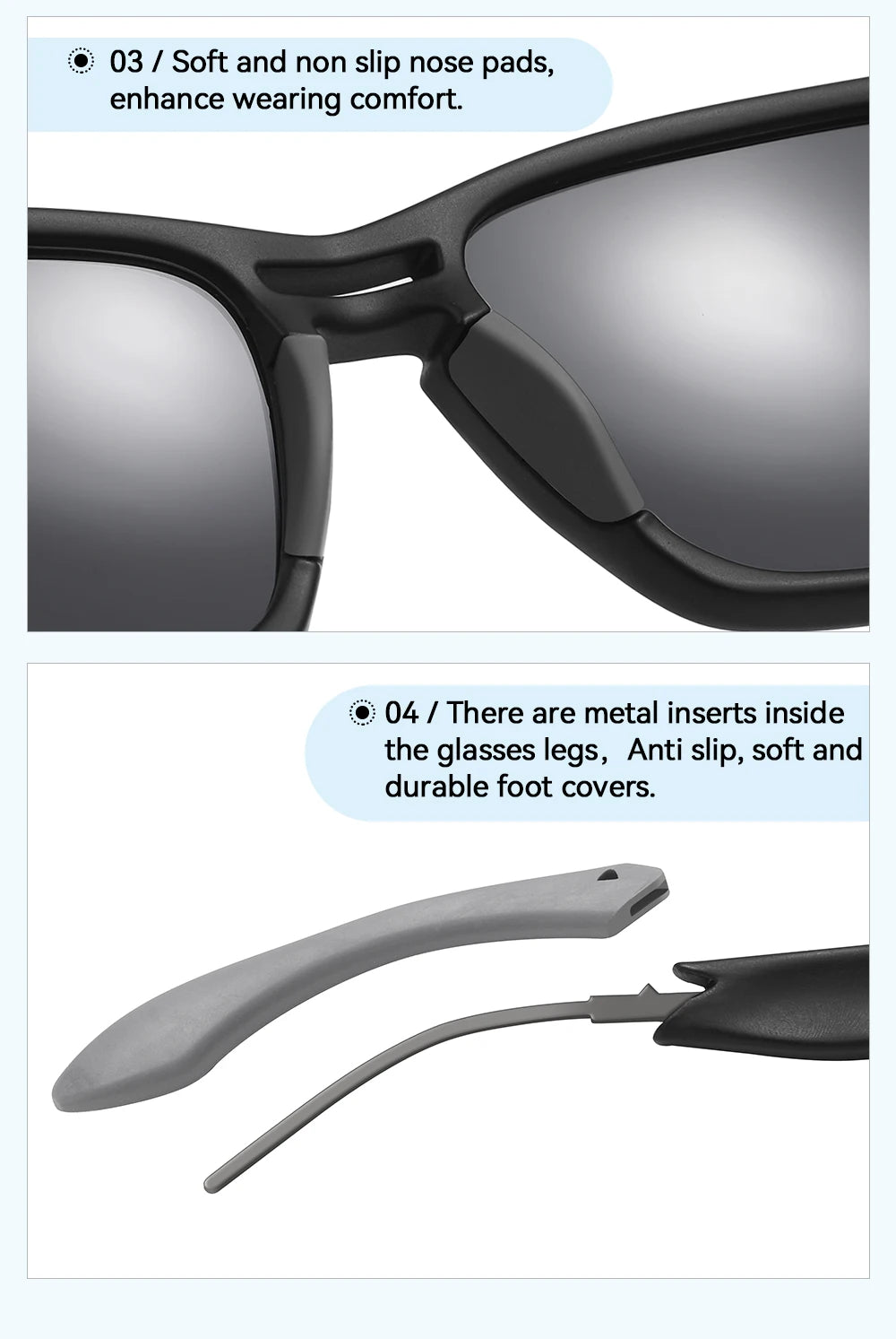 KDEAM New Polarized & Photochromic Sunglasses Unisex Size Square TR90 Sun Glasses For Fishing Golfing Driving Jogging