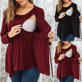 Layered Maternity & Nursing Top with Lace-Up Detail