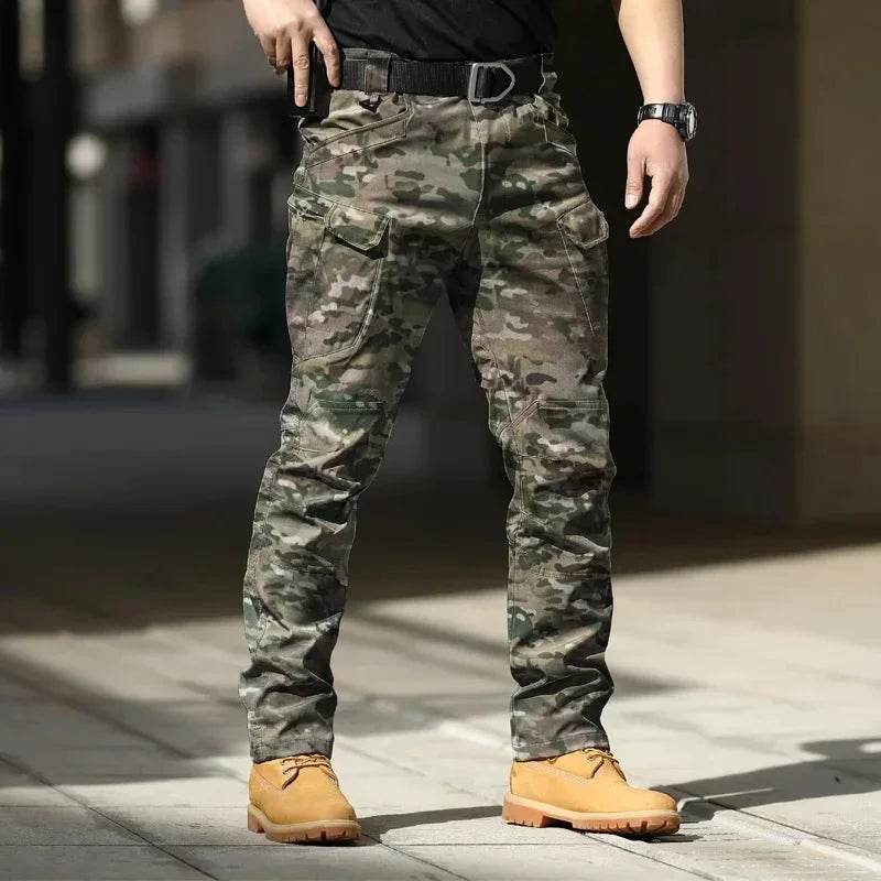 Men's Slim Fit Cargo Pants with Elastic Waist