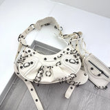  ﻿ 2026 New Women's Fashion Shoulder Bag European Vintage Style Cropped Studded Motorcycle Bag Soft Material Crossbody Design