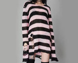 Gothic Striped Distressed Unisex Sweater