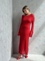 Elegant O-Neck Knit Maxi Dress