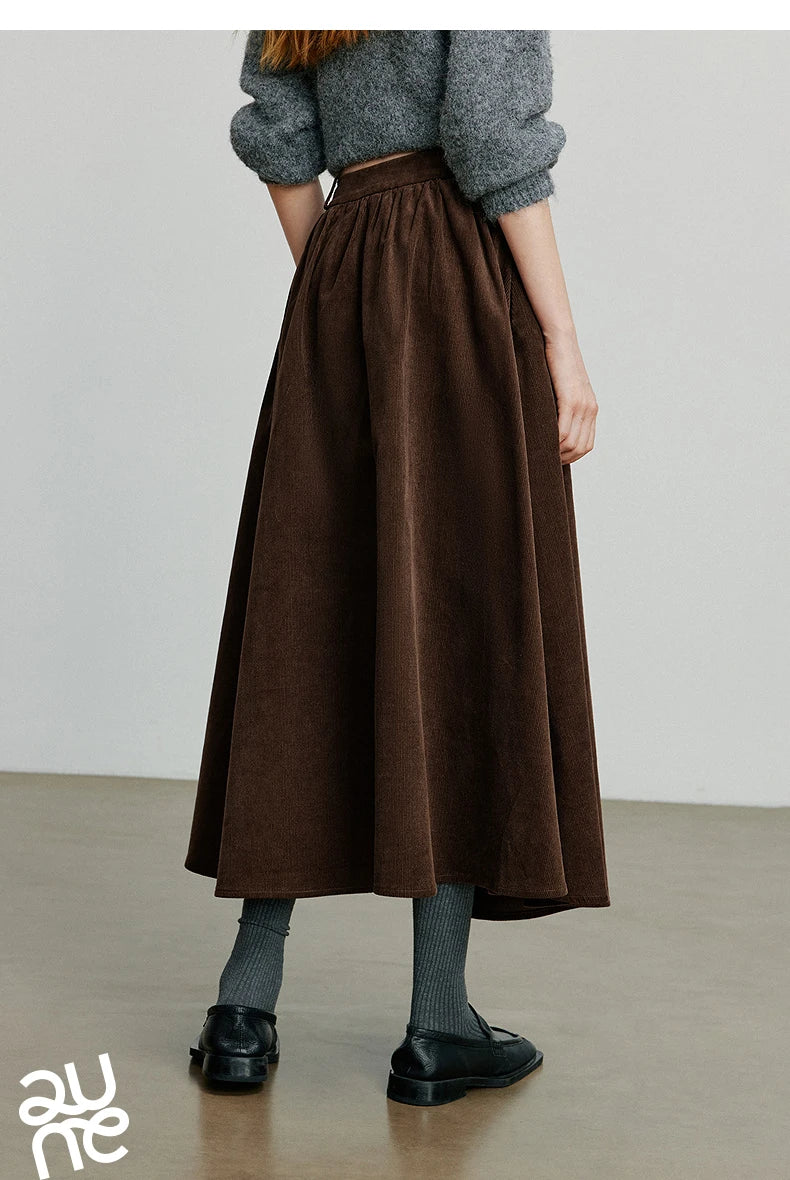 Toyouth Corduroy Ankle-Length A-Line Skirt | Autumn 2025
