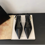 Summer Pointed Toe Women Sandals Fashion Singbacks Mules Shoes Ladies Elegant Low Heel Stripper Party Sandalias