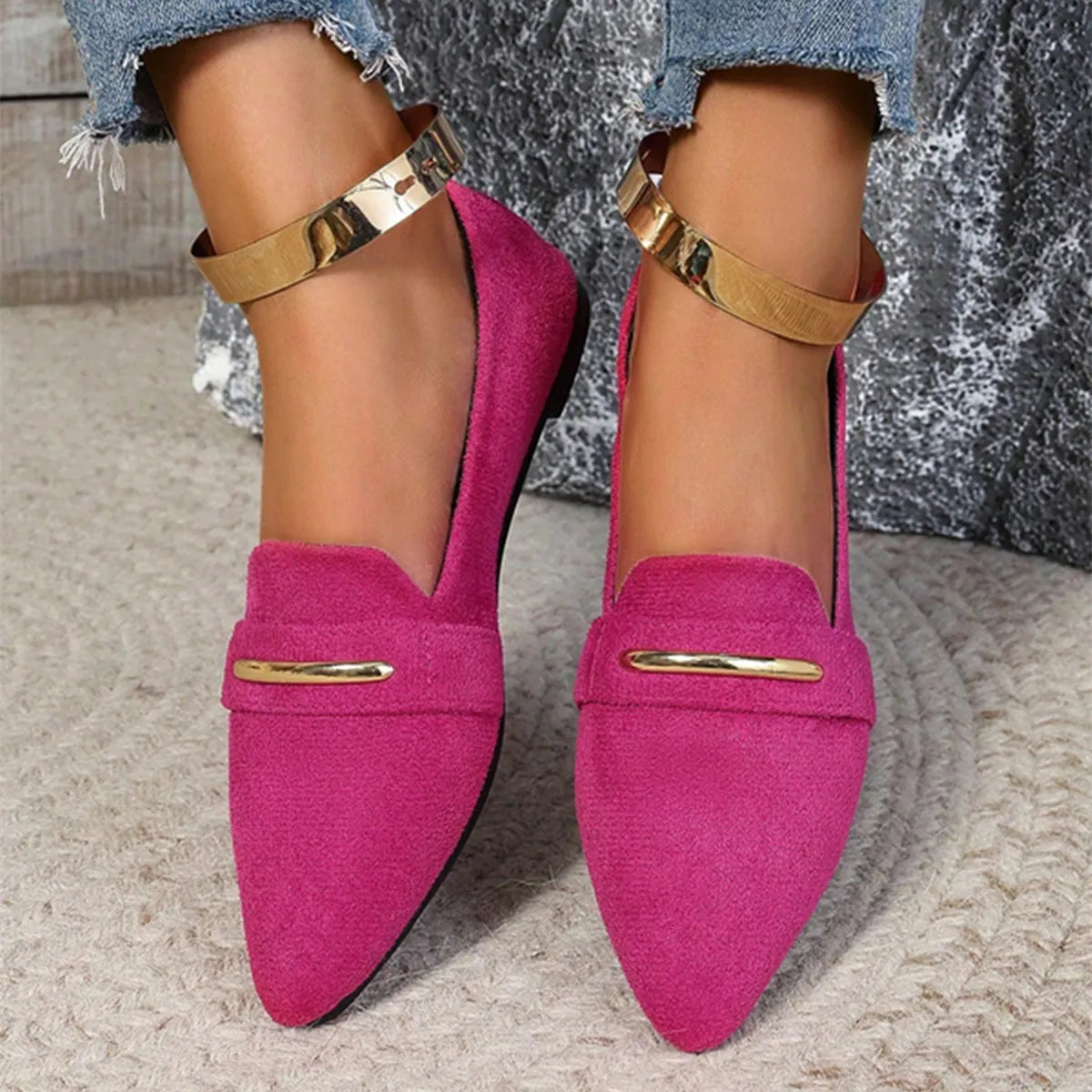 2026 Summer Loafers Flats Pointed Toe Casual Women Shoes New Comfortable Walking Mujer Zapatos:Wear-resisting