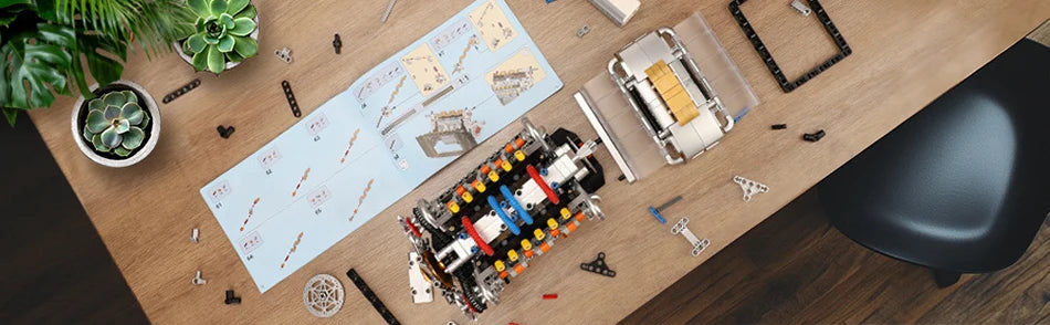 Technical Mechnical Electrice V8 Engine Building Blocks Simulation Car Engine MOC Bricks Science Education Toys Kids Adult Gift