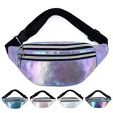 DX Holographic Fanny Pack Hologram Waist Bag Laser Beach Travel Banana Hip Bum Zip Waist Bags Women Belt Bag For Girls
