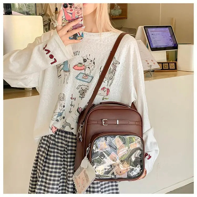 New Women Fashion Casual Backpack Preppy Style One Shoulder Crossbody Handbag Original Niche Design Girl Ulzzang Ita Bag