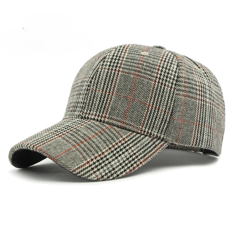 Unisex Checkered Baseball Cap with Adjustable Strap