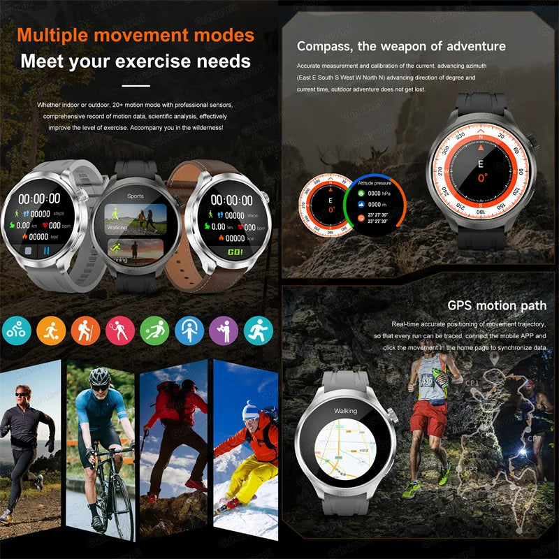2026 Smart Watch Always display AMOLED NFC Bluetooth Call GPS trajectory Waterproof Health Sport Smartwatch Men for Android iOS