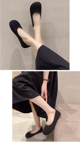 Big Size 42 Women Flats Knitted Breathable Sneakers Ladies Soft Bottom Ballet Loafers Casual Slip on Boat Shoe for Woman