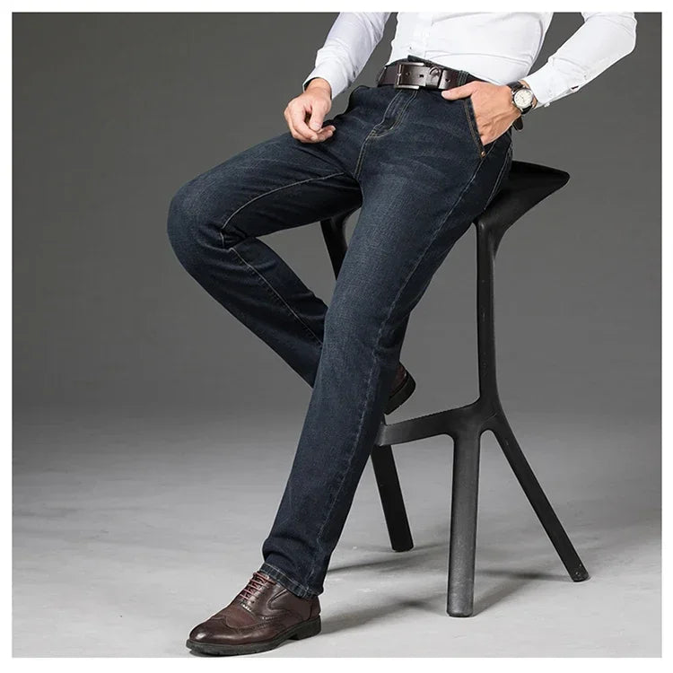 Men's Classic Straight-Leg Denim Jeans | Blue & Black