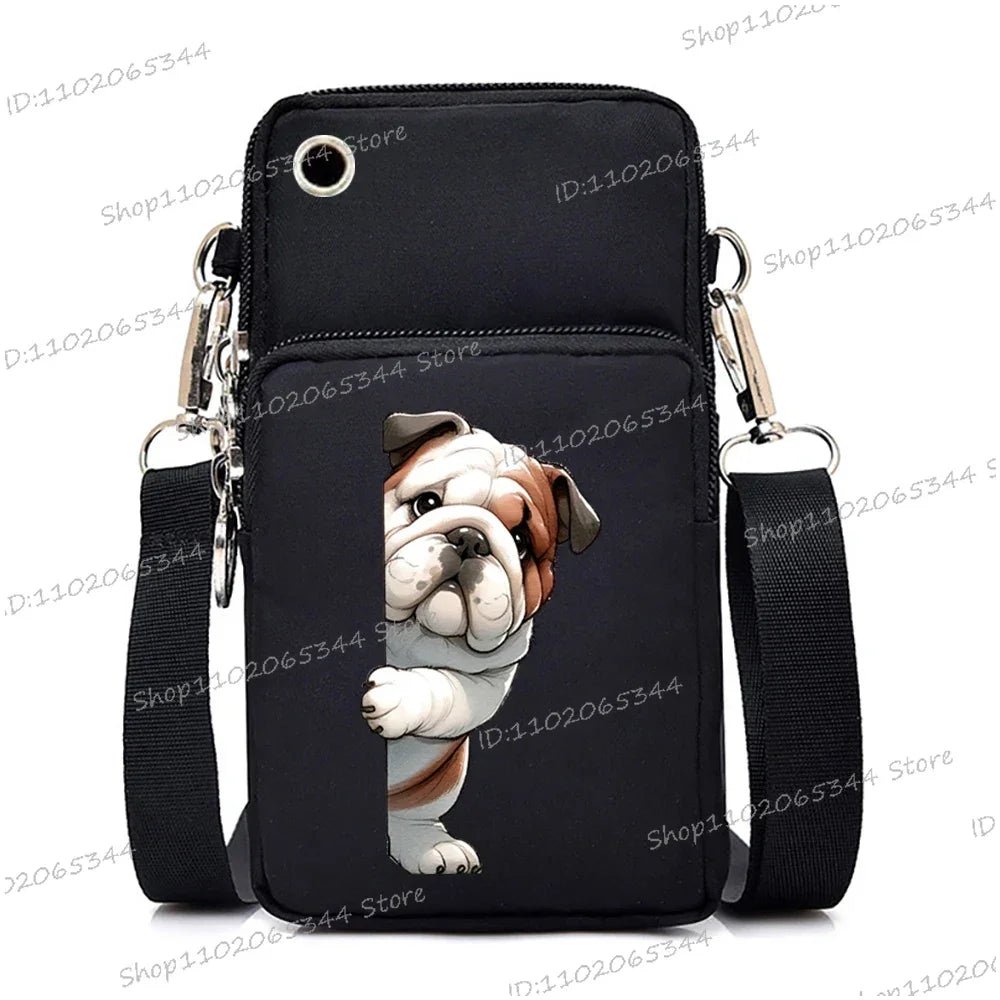 New Mobile Phone Bag Funny Anime Dog Print Shoulder Messenger Bag Women Men Coin Purse Handbag Animal Lover Small Crossbody Bag