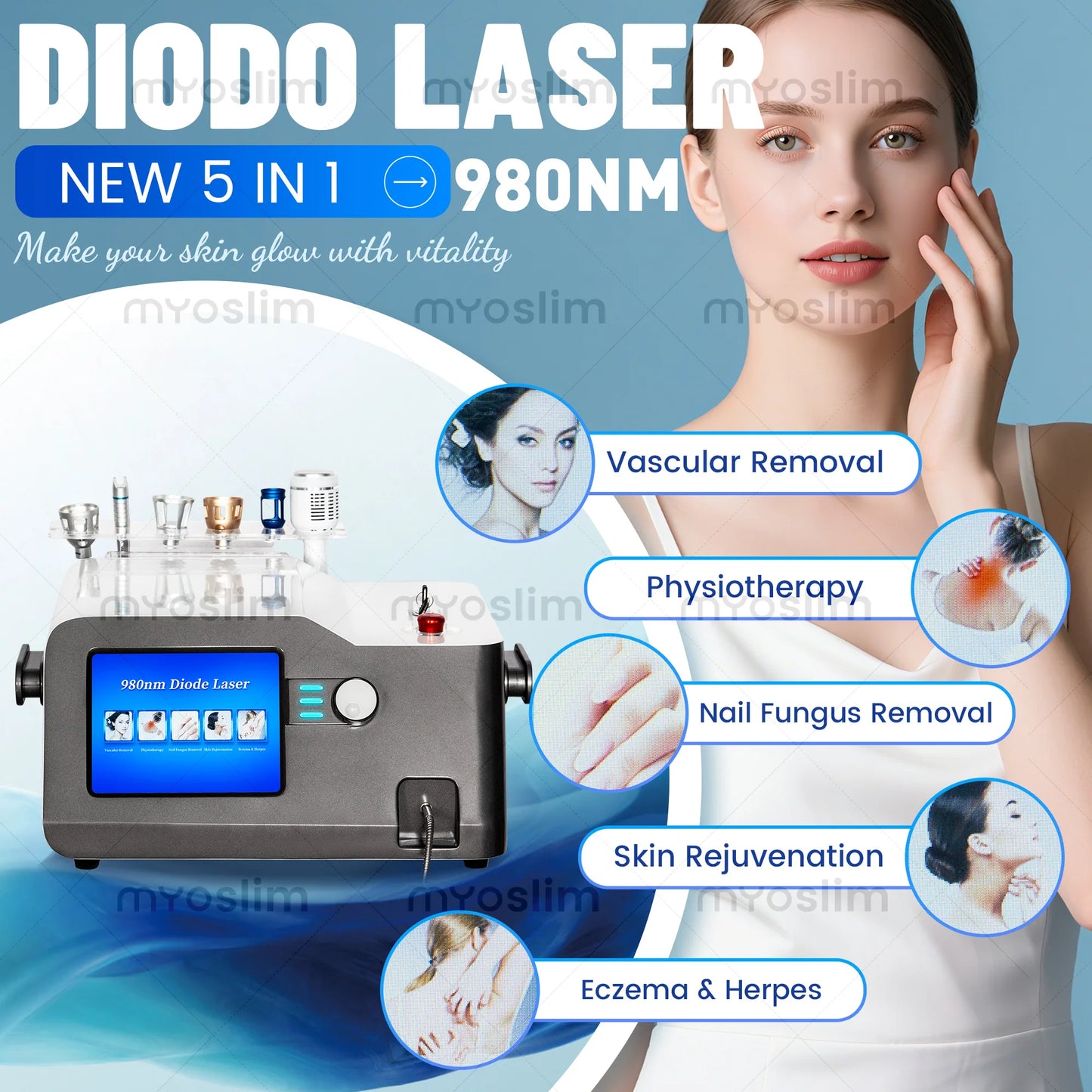 MYOSLIM 5-in-1 980nm Diode Laser Beauty Device