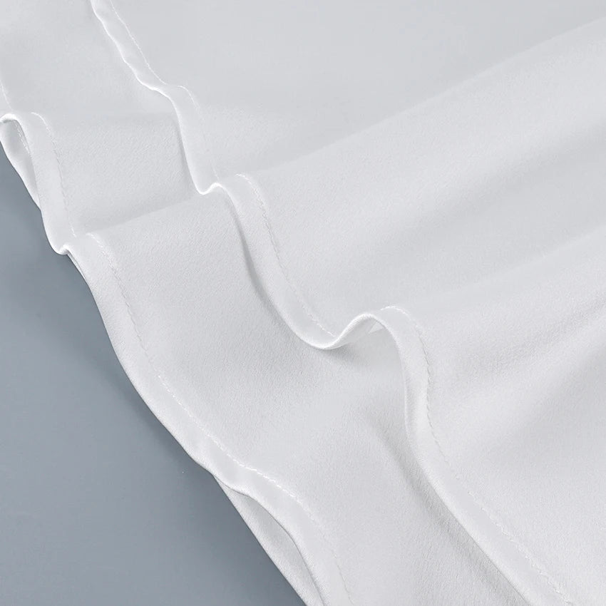 Linad White Satin Layered Lace Mini Skirt