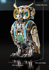 FUNXINEE 1296Pcs Motorized Owl Bricks Advanced Building Challenge Light Glowing Eyes Kinetic Motion MOC Display Collectible Gift