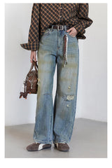 CHIC VEN Retro Women's Jeans Loose Casual  New High Waisted Wide Legs Denim Pant Female Trousers Spring Autumn 2025
