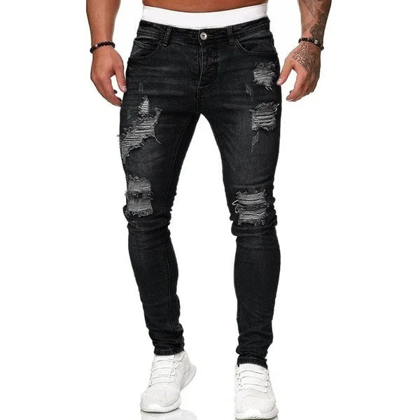 Men’s Ripped Stretch Denim Jeans