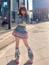 Sweet Lolita Denim Ball Gown Mini Skirt – Kawaii Lace