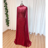 Luxury Beaded Mermaid Evening Gown | Cape Sleeve