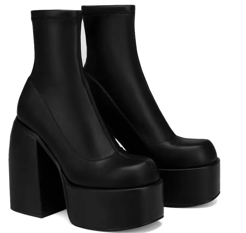 Square Toe Leather Fashion Boots