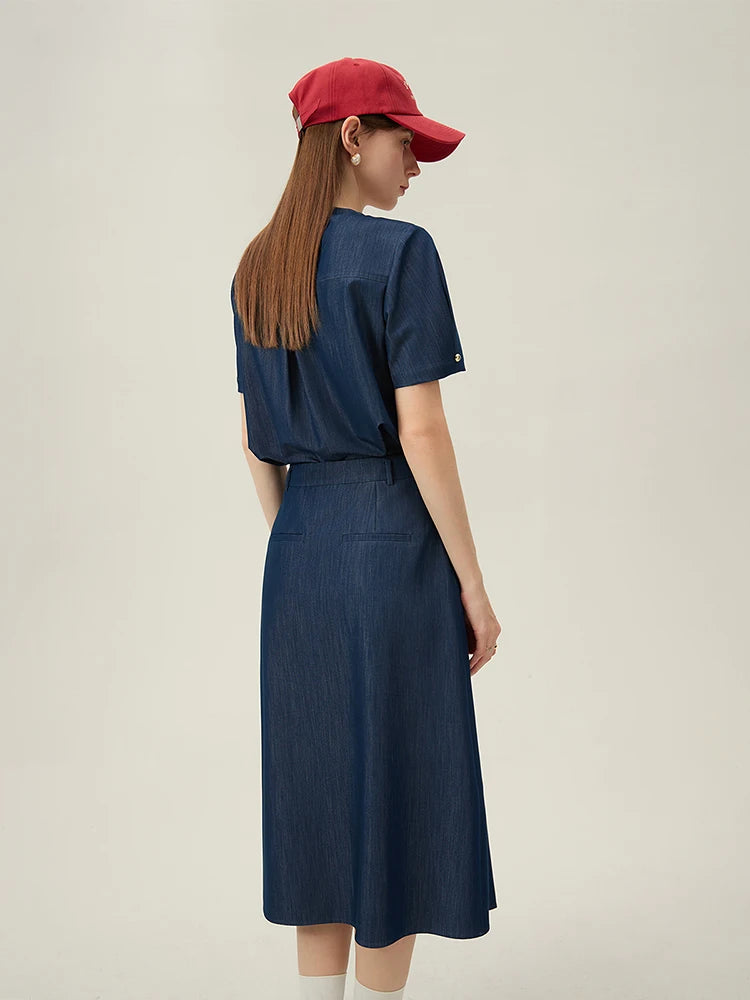 Women's Pleated Midi Skirt – Elegant Office Style