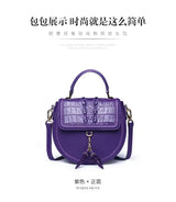 KEXIMA Crocodile Embossed Leather Round Shoulder Bag
