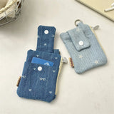 Women Short Wallets Canvas Female Purses Cute Star Bow Card Holder Wallet for Girl Small Zipper Wallet with Coin Purse
