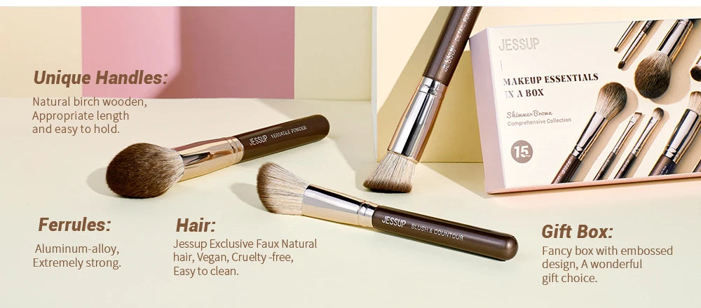 Jessup 15-Piece Professional Makeup Brush Set