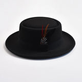 Men's Vintage Felt Fedora Hat with Feather Accent