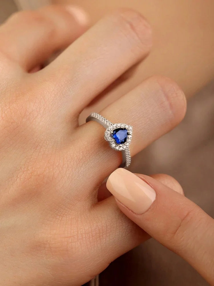 Sterling Silver Sparkling Heart Ring