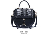 KEXIMA Crocodile Embossed Leather Round Shoulder Bag