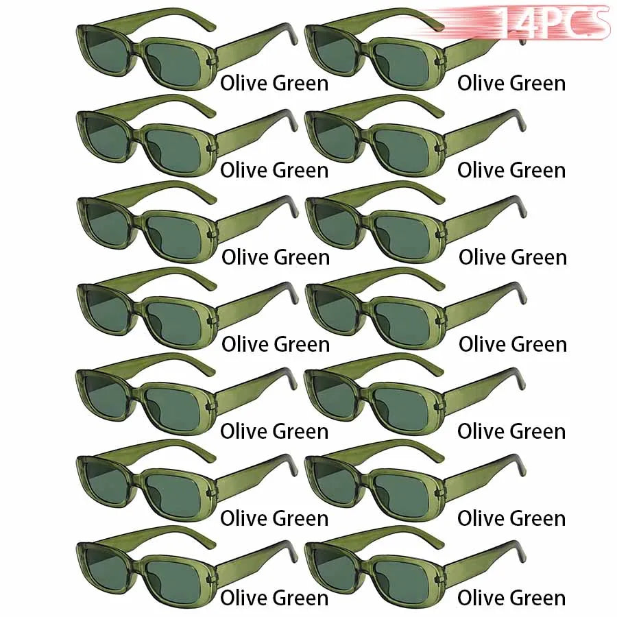 14-Piece Rectangle Sunglasses Set | Women's Vintage Eyewear