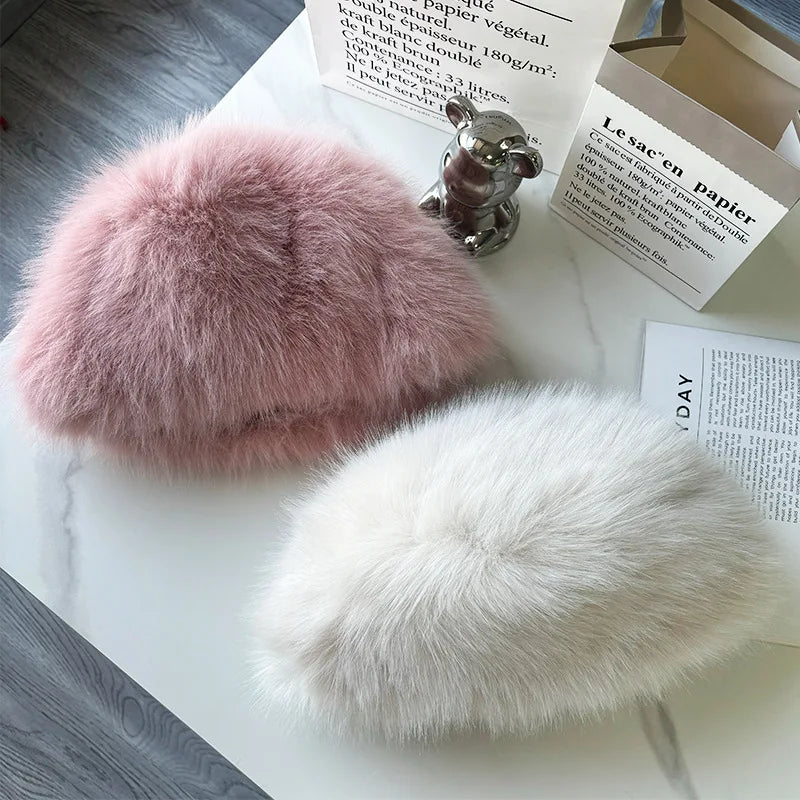 Soft Faux Fur Bucket Hat Warm Thickened Russian cap warm hat for women Personality mongolian hat Fishermen Hat шапка женс