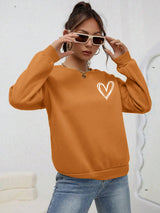 Heart Pattern Fleece Crewneck