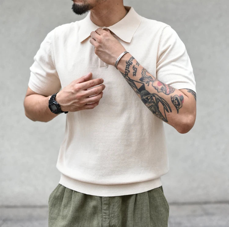SauceZhan Knit Polo Shirt – Men's Cotton Summer Tee