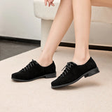 AIYUQI Women's Genuine Leather Lace-Up Oxford Loafers