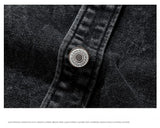 Men Fashion Denim Jackets Coats Loose Fit Pockets Solid Turn Down Collar Full Sleeve Regular Jacket Spring 2025 Causal Clothing