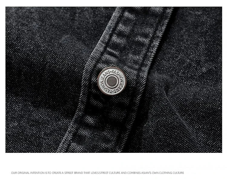 Men Fashion Denim Jackets Coats Loose Fit Pockets Solid Turn Down Collar Full Sleeve Regular Jacket Spring 2025 Causal Clothing