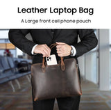 CONTACT'S Genuine Leather Men Business Bag Leather Briefcase Tote Laptop Bags High Quality Men's Bag Handbag for 14.2" Macbook