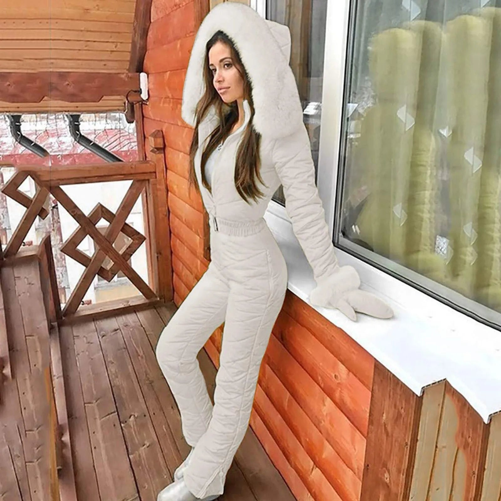 Waterproof One-Piece Ski Suit – Insulated Winter Hooded Jumpsuit