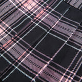 Pink Plaid Y2K Pleated Mini Skirt with Lace Trim