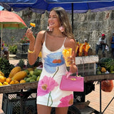 Chic Summer White Mini Dress | Elegant Sleeveless Print Streetwear