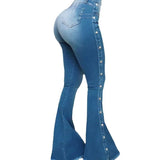 Women's High-Waist Stretch Denim Flare Pants