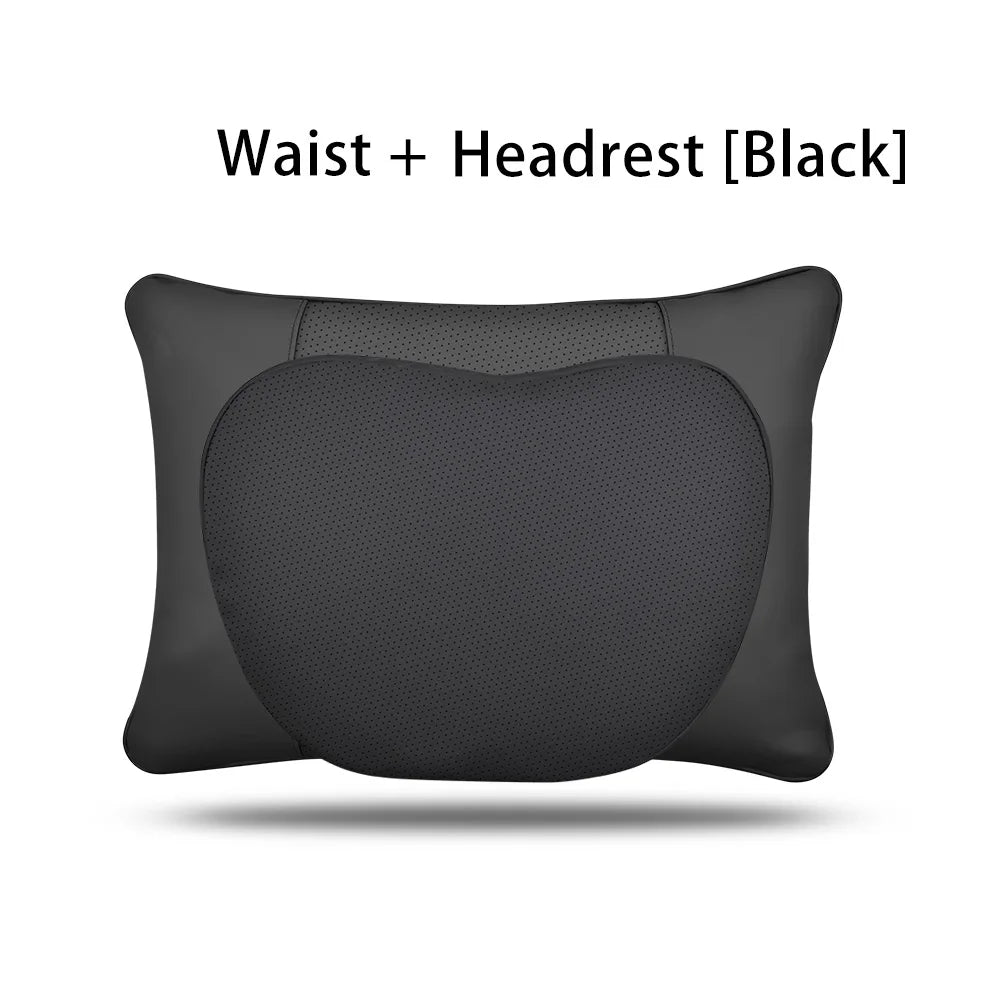 OULEX For Tesla Model 3 Y/Juniper Flocking/Leather Car Seat Neck Pillow Soft Memory Neck Pillow High-Quality Headrest Support