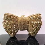 Elegant Rhinestone Bowtie Evening Bag Fashionable Luxurious Banquet Crystal Clutch Personalized Handbag Unique Diamond Party Bag