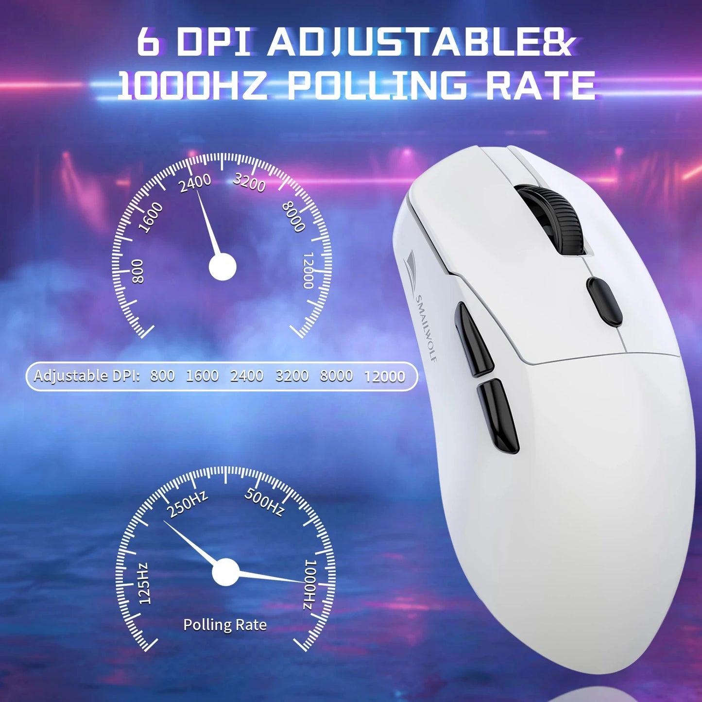 2026 New Wireless Gaming Mouse 500mAh, TYPEC Rechargeable  Mouse with 1000Hz Polling Rate, Compatible with Laptops and Desktops